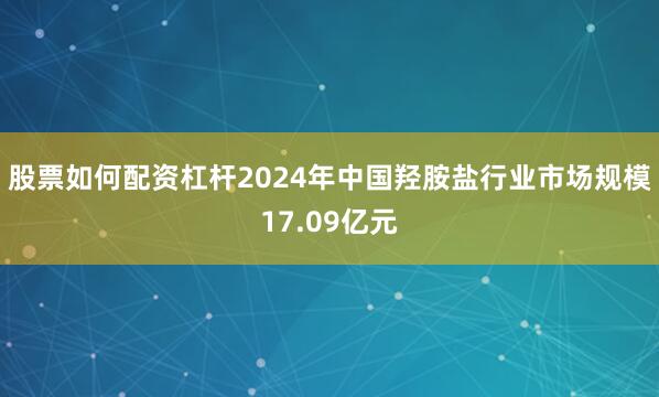 股票如何配资杠杆2024年中国羟胺盐行业市场规模17.09亿元
