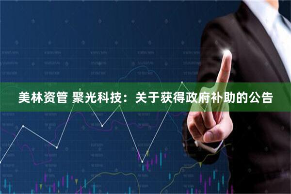 美林资管 聚光科技：关于获得政府补助的公告